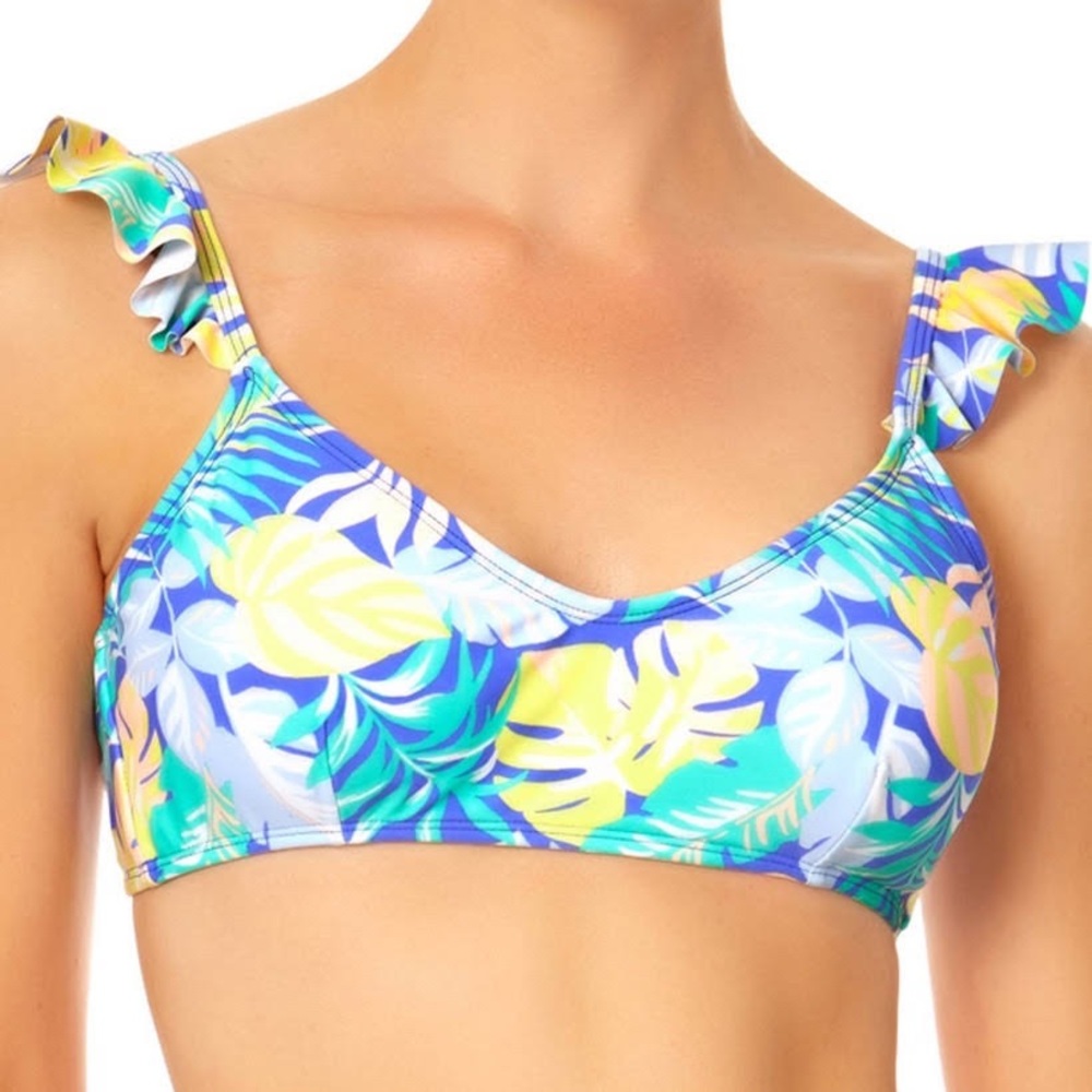 🍓$5 Pick!🍓 No Boundaries Ruffled Sleeves Floral Bikini Top